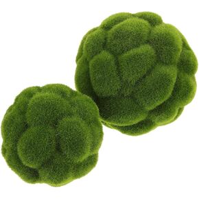 Zerodeko 2Pcs Balls Decorative, Green Balls, Artificial Plant Decorative Spheres Lightweight Fade-Resistant Moss Grass for Indoor Outdoor Home Garden in Saudi Arabia