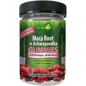 Irwin Naturals Gummies Maca Root + Ashwagandha, Adaptogenic Stress, Energy & Vitality Support, Vegan, 42 Gummies in Kuwait