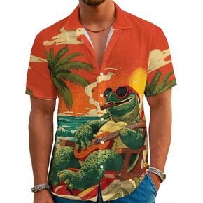 Men's Hawaiian Japanese Style Beach Tropical Short-Sleeve Holiday Print Funny Shirt Casual Button Shirt Unisex. in Saudi Arabia