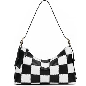 Shoulder Bag for Women Hobo Purse Trendy Checkered Handbag, Classic Vegan Leather Crossbody Bag with Adjustable Strap in Saudi Arabia
