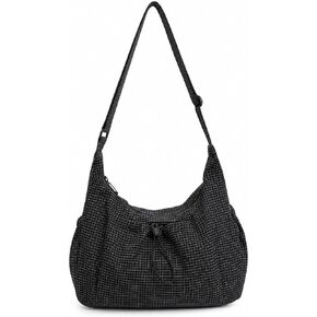 Plaid Crossbody Bags for Women, Durable Nylon Slouchy Hobo Bag, Cute Crescent Messenger Purse for Everyday Travel in Kuwait