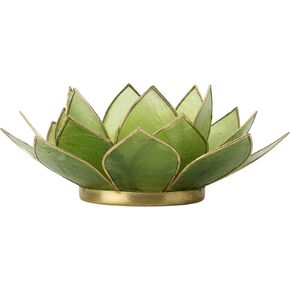 Om Gallery Gemstone Lotus Tealight Holder - Handcrafted Capiz Shell Design for Soft Glow, Elegant Home & Table Decor, Wedding Centerpieces, Votive Candle Styling, and Thoughtful Gifting - Peridot in Saudi Arabia