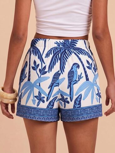 Women's Wrap Mini Skirt Floral Printed Casual Short Skirts Elastic Waist Summer Beach Vacation Boho Skirts in Saudi Arabia