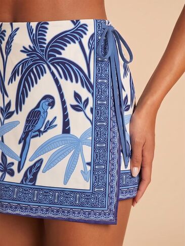 Women's Wrap Mini Skirt Floral Printed Casual Short Skirts Elastic Waist Summer Beach Vacation Boho Skirts in Saudi Arabia