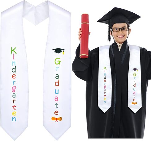 Kindergarten Graduation Stole Unisex Preschool Kids Graduate Classroom Graduation Stole Class of 2026 Sash Gift(White) in Saudi Arabia