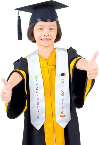 Kindergarten Graduation Stole Unisex Preschool Kids Graduate Classroom Graduation Stole Class of 2026 Sash Gift(White) in Saudi Arabia