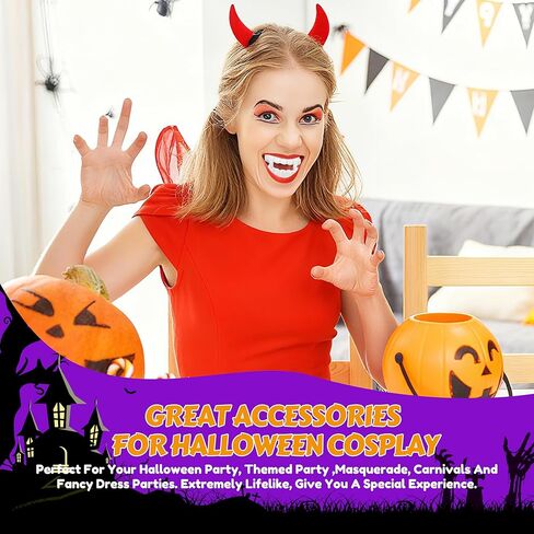 Seifar 50 Packs Plastic Vampire Teeth Fake Fangs Halloween Costume Props for Cosplay Party, Goodie Bag Filler, Trick or Treat Accessories in Saudi Arabia