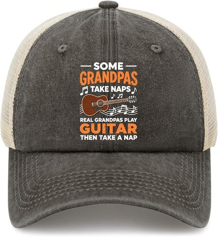 Some Grandpas Take Naps Reals Grandpas Play Guitar Hats for Men Fashion Washed in Saudi Arabia