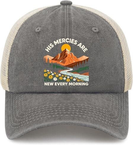 His Mercies are New Every Morning Hats for Mens Trendy Washed Distressed in Kuwait