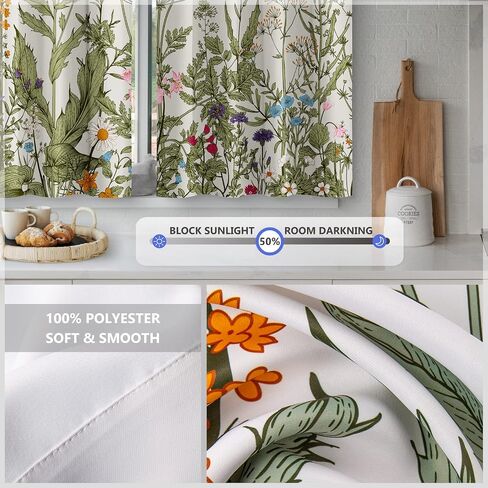 Aimego Forest Deer Kitchen Curtains - Wood Retro Teal Cafe Country Rustic Small Short Tier Window Curtains for Bathroom Living Room Decor Rod Pocket Window Drapes 36 Inch Length Set 28"x36" in Saudi Arabia