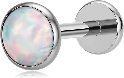 FLECHAZO Blue Opal Marquise Titanium Flat Back Earrings for Women, Internally Threaded Front Screw, ASTM F136 Implant Grade, 16G 8mm & 18G 6mm Interchangeable Stud, Cartilage Helix Tragus Jewelry in Saudi Arabia