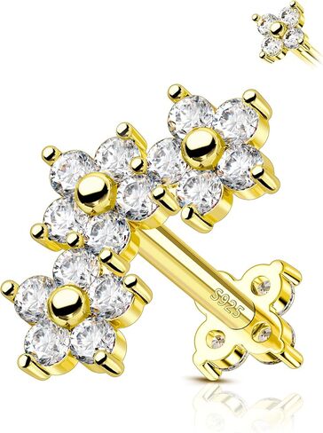COCHARM 14K Gold Plated Flat Back Cartilage Earrings Stud, 925 Sterling Silver Helix Earrings Stud, 16G Internally Thread Tragus Piercing Jewelry in Kuwait