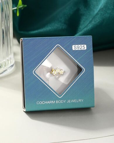 COCHARM 14K Gold Plated Flat Back Cartilage Earrings Stud, 925 Sterling Silver Helix Earrings Stud, 16G Internally Thread Tragus Piercing Jewelry in Kuwait