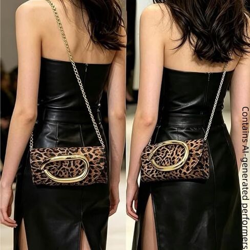 leopard print shoulder bag for women，Clutch Box Metal Handle Evening Bag Trendy Ladies Shoulder Crossbody Purse for Wedding Party in Saudi Arabia