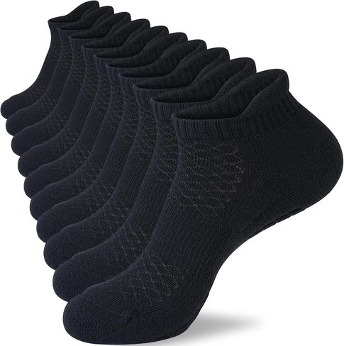 Monxiery Mens Cotton Cushioned Ankle Socks, Athletic Performance Running Moisture Wicking Breathable Socks with Heel Tab in Saudi Arabia