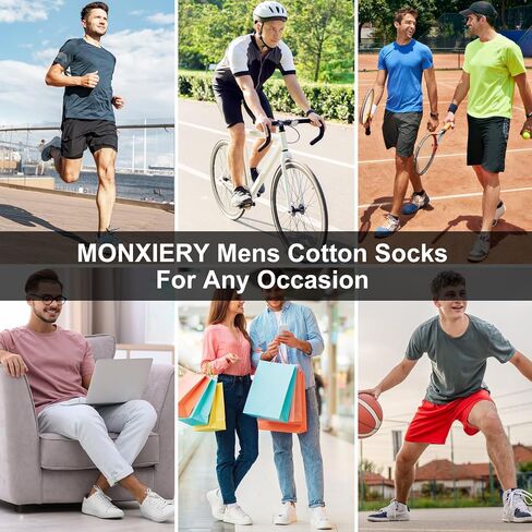 Monxiery Mens Cotton Cushioned Ankle Socks, Athletic Performance Running Moisture Wicking Breathable Socks with Heel Tab in Saudi Arabia