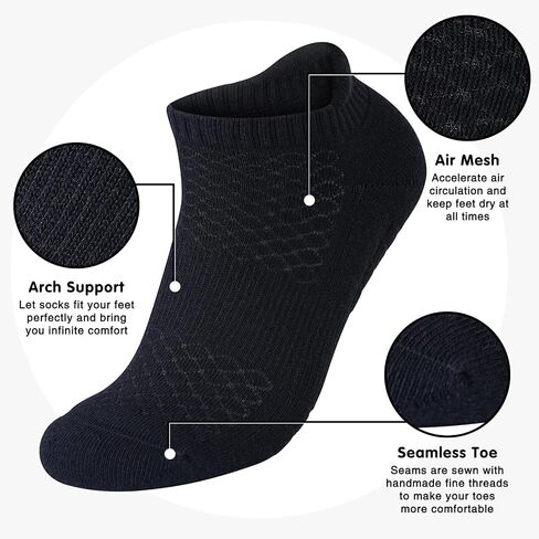 Monxiery Mens Cotton Cushioned Ankle Socks, Athletic Performance Running Moisture Wicking Breathable Socks with Heel Tab in Saudi Arabia