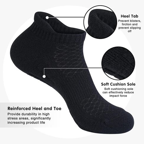 Monxiery Mens Cotton Cushioned Ankle Socks, Athletic Performance Running Moisture Wicking Breathable Socks with Heel Tab in Saudi Arabia
