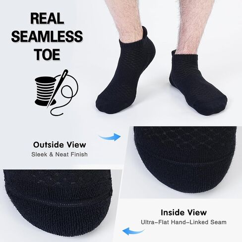 Monxiery Mens Cotton Cushioned Ankle Socks, Athletic Performance Running Moisture Wicking Breathable Socks with Heel Tab in Saudi Arabia