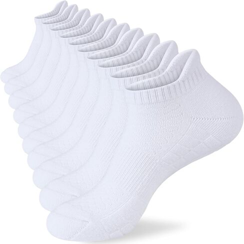 Monxiery Mens Cotton Cushioned Ankle Socks, Athletic Performance Running Moisture Wicking Breathable Socks with Heel Tab in Saudi Arabia