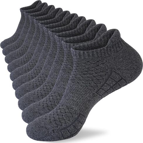 Monxiery Mens Cotton Cushioned Ankle Socks, Athletic Performance Running Moisture Wicking Breathable Socks with Heel Tab in Saudi Arabia