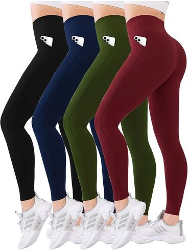 Diravo 4 Pack Leggings for Women with Pockets/no Pocket, Womens Workout Leggings High Waisted Yoga Pants in Saudi Arabia
