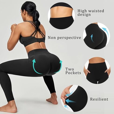 Diravo 4 Pack Leggings for Women with Pockets/no Pocket, Womens Workout Leggings High Waisted Yoga Pants in Saudi Arabia