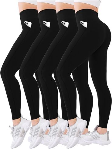 Diravo 4 Pack Leggings for Women with Pockets/no Pocket, Womens Workout Leggings High Waisted Yoga Pants in Saudi Arabia