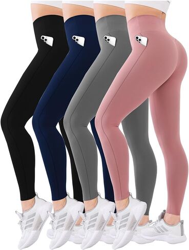 Diravo 4 Pack Leggings for Women with Pockets/no Pocket, Womens Workout Leggings High Waisted Yoga Pants in Saudi Arabia