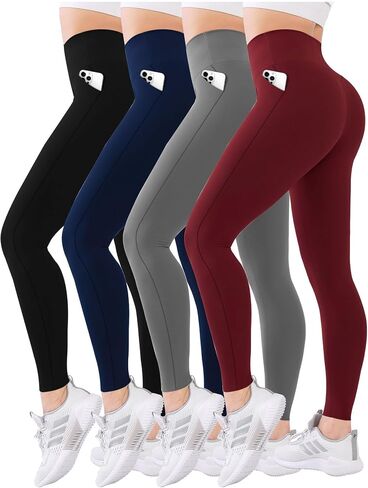Diravo 4 Pack Leggings for Women with Pockets/no Pocket, Womens Workout Leggings High Waisted Yoga Pants in Saudi Arabia