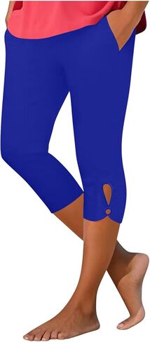 Capri Pants for Women Stretch Tummy Control Workout Leggings Casual Summer Athletic Yoga Cropped Pant with Pockets in Saudi Arabia