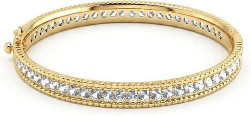 Gold Bangle Bracelet for Women, 18K Gold Plated Zinc Alloy Bangle Inlaid with AAA Cubic Zirconia, Dainty Vintage Trendy, Waterproof, Non Tarnish, Fashion Jewelry Accessories, Gift Idea for Mother's Day, Valentine's Day, Christmas and Birthdays in Saudi Arabia