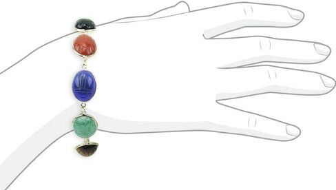 14K Yellow Gold Scarab Bracelet With Large Oval Gemstones 8 Inches in Saudi Arabia