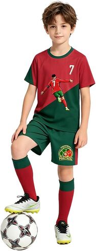 CONOB&XU Kids Soccer Jersey Set Training Uniform for 5-12Y in Kuwait
