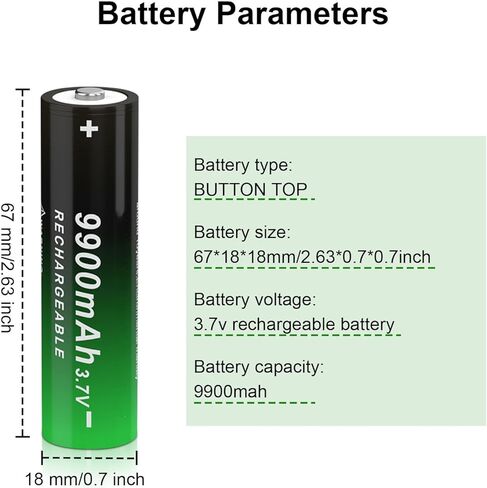 2 Pack 9900 mAh Button Top Upgrade Capacity Ni-MH 1865 Rechargeable Battery for LED Flashlights, Mini Fans, Toys, Remote Control, Electronic Devices, RC Car and More in Kuwait