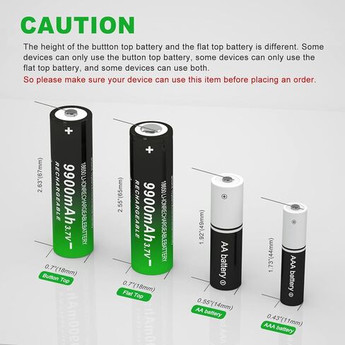 2 Pack 9900 mAh Button Top Upgrade Capacity Ni-MH 1865 Rechargeable Battery for LED Flashlights, Mini Fans, Toys, Remote Control, Electronic Devices, RC Car and More in Kuwait