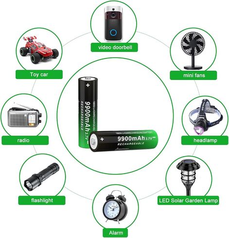 2 Pack 9900 mAh Button Top Upgrade Capacity Ni-MH 1865 Rechargeable Battery for LED Flashlights, Mini Fans, Toys, Remote Control, Electronic Devices, RC Car and More in Kuwait