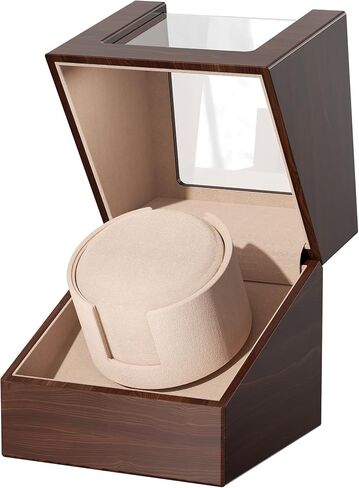 Racokky Watch Winder for Automatic Watches, Anti-Magnetic Single Watch Winder Box for Rolex, Luxury Wooden Case, Quiet Japanese Motor, Soft Velvet Pillow, Battery or Type-C, Premium Gift for Men in Saudi Arabia