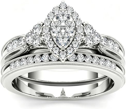 Cubic Zirconia Wedding Ring Set Stainless Steel CZ Engagement Ring Set for Women Bridal Band Jewelry for Mother’s Day Ladies Her in Saudi Arabia