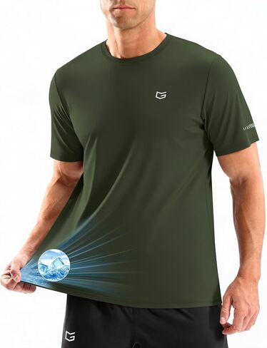 G Gradual Men's Cooling Running Shirts Moisture Wicking Breathable Workout T-Shirt UPF 50+ Ice Performance Tee for Athletic in Kuwait