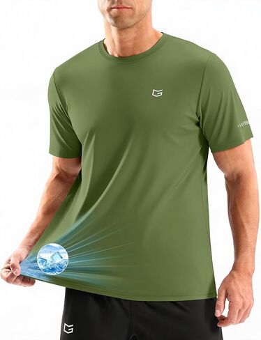 G Gradual Men's Cooling Running Shirts Moisture Wicking Breathable Workout T-Shirt UPF 50+ Ice Performance Tee for Athletic in Kuwait