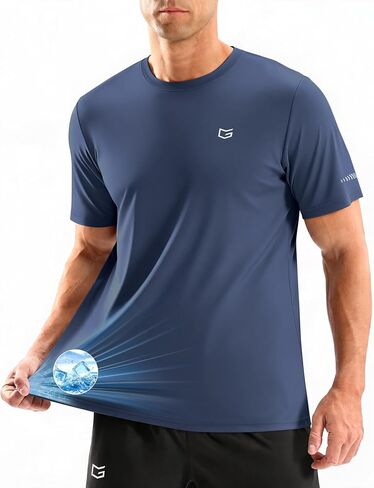 G Gradual Men's Cooling Running Shirts Moisture Wicking Breathable Workout T-Shirt UPF 50+ Ice Performance Tee for Athletic in Kuwait