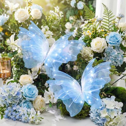 Yinkin 2 Pcs 20 Inch Large LED Butterfly Decorations Mariposas Grandes para Decoracion Giant Light up 3D Hanging Butterflies for Wedding Birthday Baby Shower Decor (Purple) in Kuwait