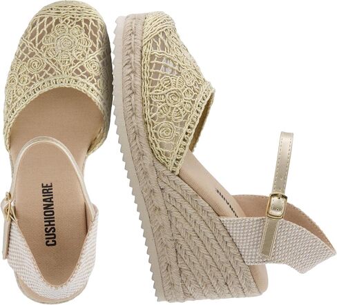 CUSHIONAIRE Flora Platform Espadrilles for Women, Dressy Wedge Closed Toe Sandals with Ankle Strap and Cushioned Footbed in Kuwait