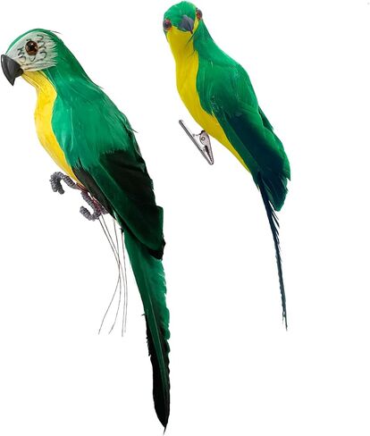 2PCS Artificial Parrot Life Size Foam Feather Parrot Macaw Birds for Decoration Costume Shoulder Ornament Modern Home Garden Party Decor (Red Green 2PCS) in Saudi Arabia