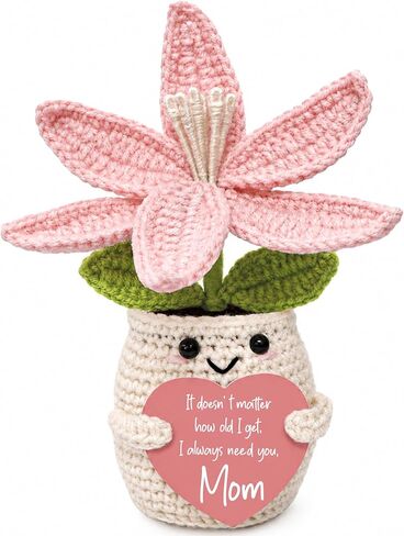 Mother's Day,Birthday Gifts for Mom, Handmade Pink Lily Crochet, Unique Gifts for Mama Mother-in-Law Grandma Wife, Happy in Saudi Arabia