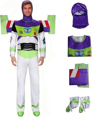 Toy Buzz Astronaut Ranger Costume Men Halloween Jumpsuit Women Cartoon Cosplay Top Pants for Adult in Kuwait