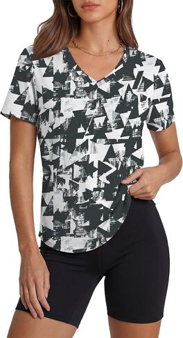 Alaroo Womens Workout Tops Short Sleeve V-Neck T Shirts Sun Protection Pilates Outfits Athletic Tops for Running Gym Tee in Saudi Arabia