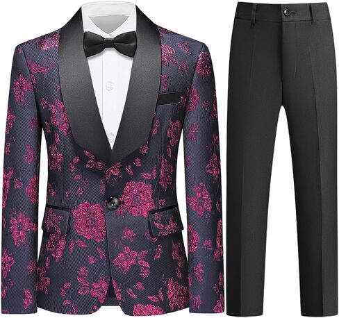 Boy Suit Tuxedo 3 Piece Regular Fit Floral Pattern Blazer Jacket Waistcoat Pants Men Suit Set for Wedding in Saudi Arabia