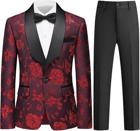 Boy Suit Tuxedo 3 Piece Regular Fit Floral Pattern Blazer Jacket Waistcoat Pants Men Suit Set for Wedding in Saudi Arabia